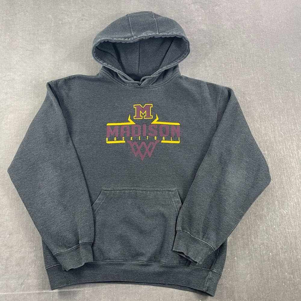 Madison Basketball Pennant‎ Men M Charcoal Grey Hoodie Graphic Pullover